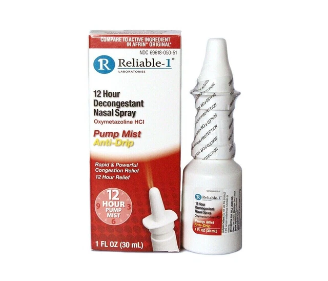 Descongestionante nasal confiable 1 aerosol de 12 horas 1 oz bomba de niebla