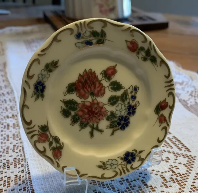 Vintage Zsolnay Hungary Peony Butter Pat Or Pin/Ring Dish Hand-Painted