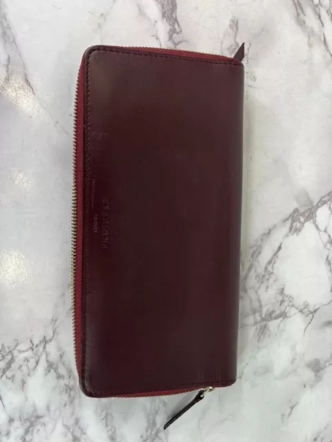 Everlane Women's Burgundy Leather Zip Around Wallet