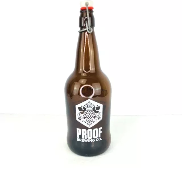 Proof Brewing Co Collector Bottle Locking Swing Top Lid 12 Oz Tall Brown Glass