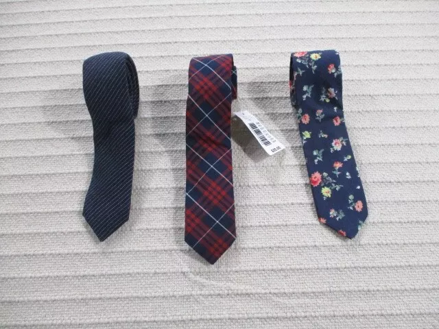 Penguin Neckties Mens Red Blue Floral Skinny Set 3 Munsingwear Cotton New