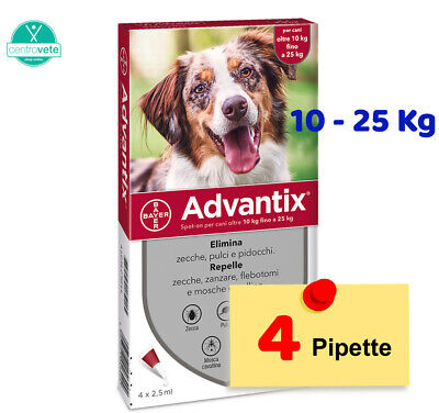 Bayer ADVANTIX 4 Pipette per CANI da 10 a 25 Kg  - Antiparassitario Spot on