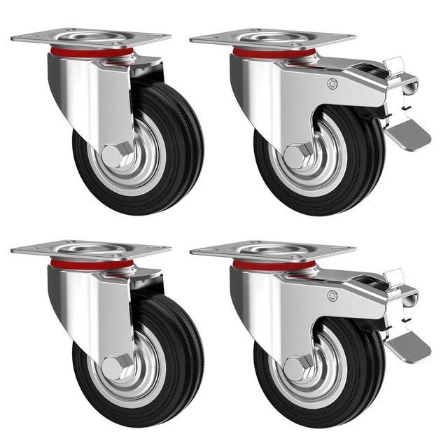 Rodillos de transporte Nirox 75 mm rodillos de carga pesada rodillos de dirección rodillos industriales 4 ud.