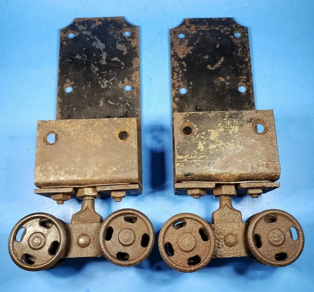 Vintage Barn Door Rollers Box Track 2 1/8" Wheels Rustic Country Décor 2