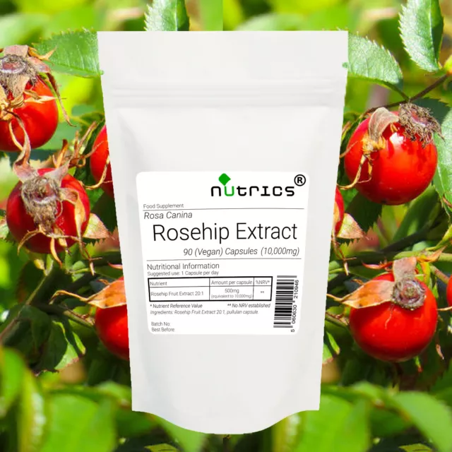 Nutrics® 10,000mg ROSEHIP EXTRACT 100% Pure V Capsules Immune Joint Support