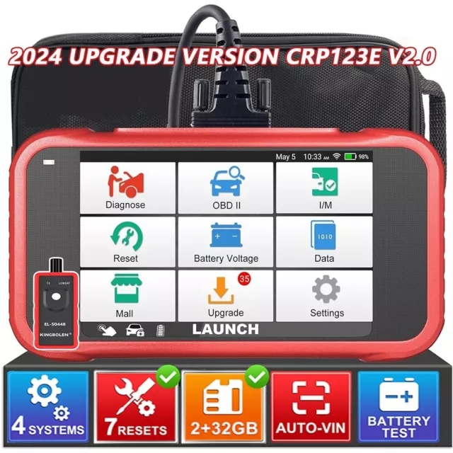 LAUNCH CRP123E V2.0 Car OBD2 Scanner Code Reader Engine ABS SRS Diagnostic Tools