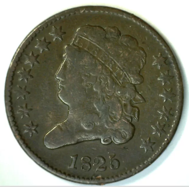 1825 Classic Head US Half Cent Very Fine 1/2c US Type Coin VF