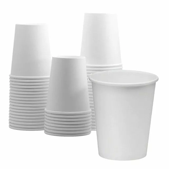 8oz Paper Coffee Cups - Disposable White Hot Cups for Coffee, Tea or Hot Chocola
