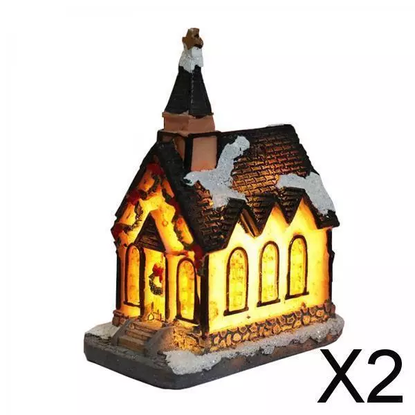 2X Allumez La Décoration De Noël LED Miniature House Village Style 1