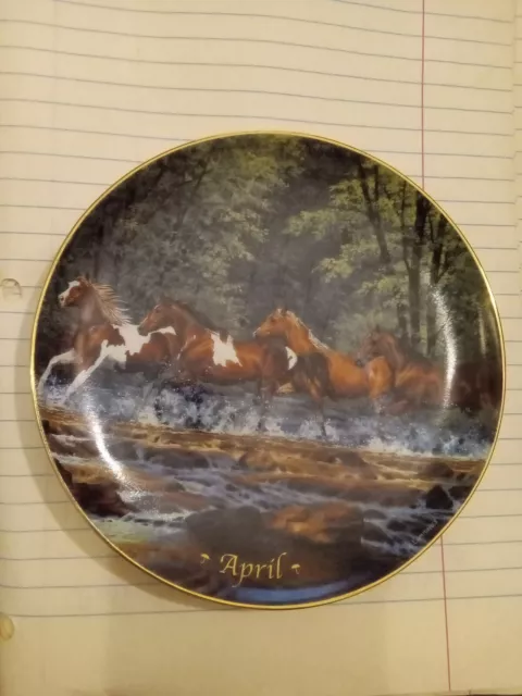 Horses For All Seasons Calendar Plate Chris Cummings Danbury Mint APRIL