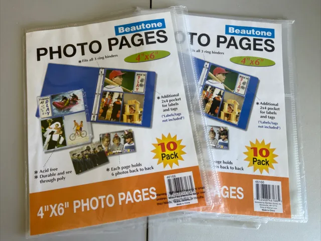 "Lote de dos páginas de fotos de álbum de recortes de 4"x6", paquete de 10 #46166 Beautone (20 páginas en total)