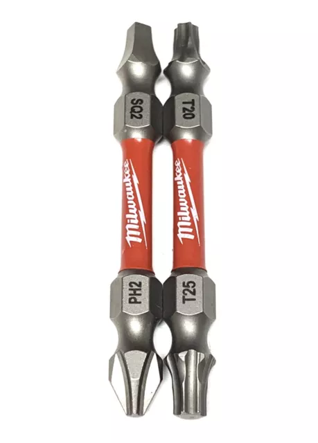 Milwaukee SHOCKWAVE 2 Impact Rated Double Ended Bits PH2 SQ2 T20 T25 NEW