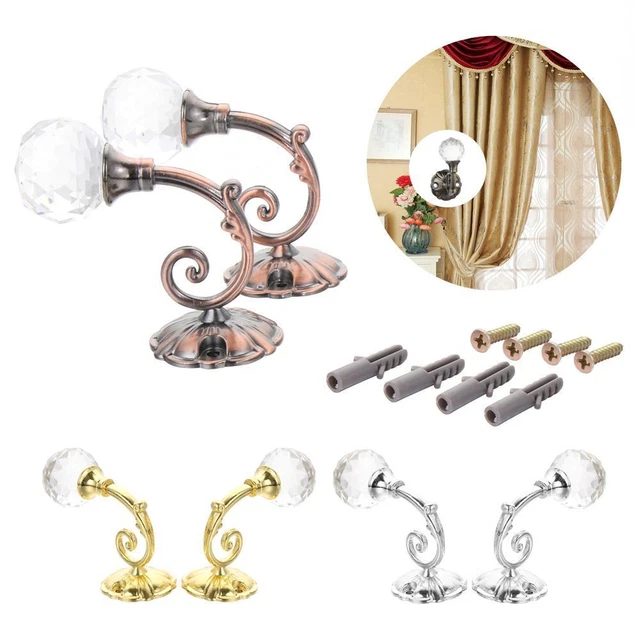 Decor Practical Curtain Holdbacks Wall Tie Backs Metal Crystal Hooks Hanger