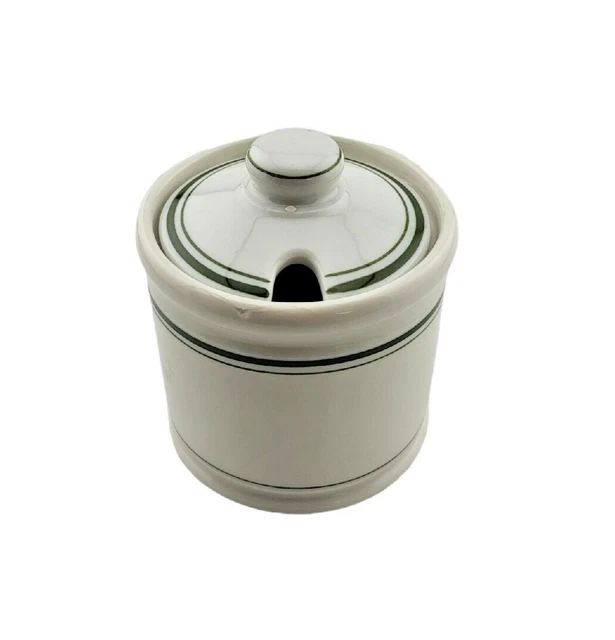 Green Stripe McNicol China restaurant ware mustard condiment pot