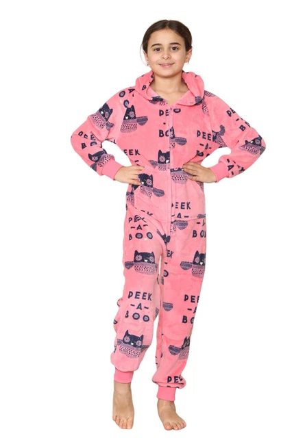 Kids Girls Boys Fleece A2Z Onesie One Piece Pyjamas PeekaBoo Print Sleepsuit