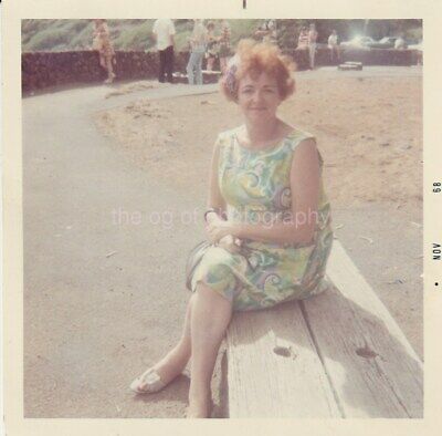 1960's Lady FOUND PHOTO Color FREE SHIPPING Original Snapshot VINTAGE Woman 93 1