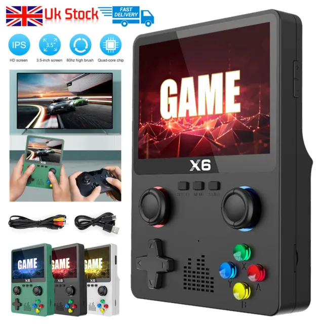 X6 Portable Retro Handheld Video Games Console 3.5" IPS LCD Screen 64GB