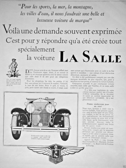 1927 Car La Salle For Sports La Mer Mountaine Advertising - Advertising