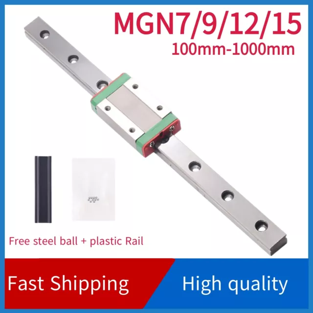 1Pcs MGN7 MGN9 MGN12 MGN15 Linear Rail Slide 100 -1000mm Linear Guide+MGN Block