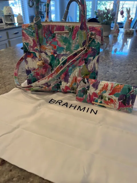 Brahmin   Daylily Melbourne Leather Tote Bag Purse Handbag