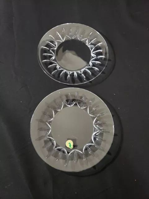 2 Waterford Crystal Grove Pattern Salad Luncheon Plates