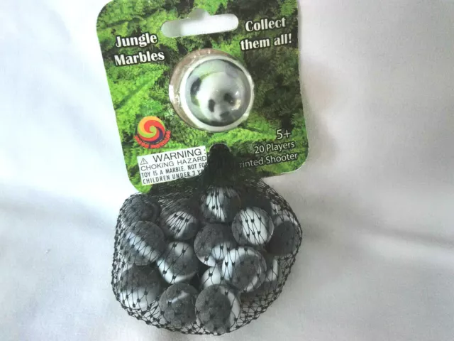 Mega USA Panda  Glass Marbles  20 Players 1 Printed Shooter in Net Bag NOS