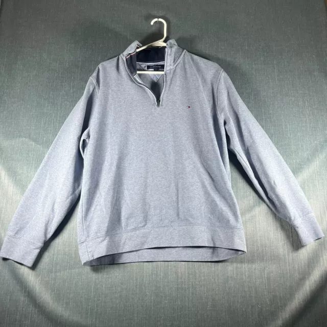 Tommy Hilfiger Mens Sweater Light Blue Long Sleeve Pullover Size L Cotton Blend