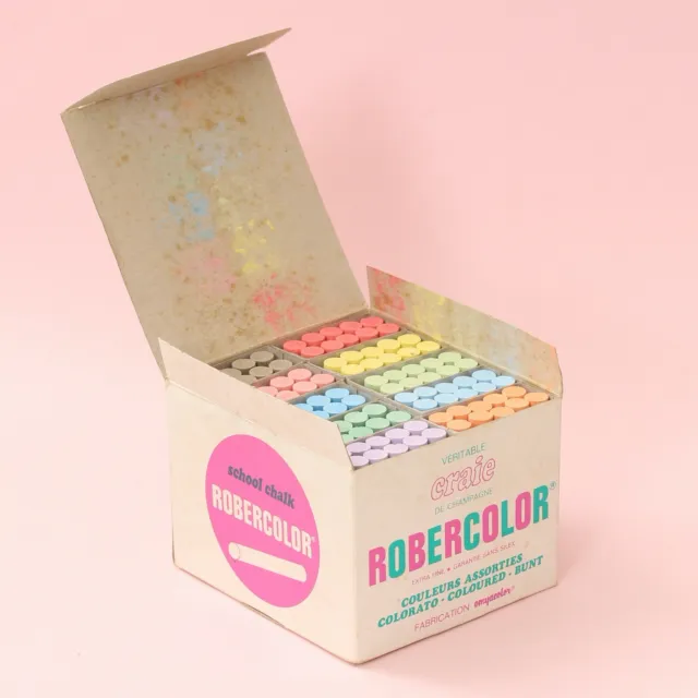 Vintage ROBERCOLOR Pastel Coloured School Chalk (100 Sticks) *NEW IN BOX*