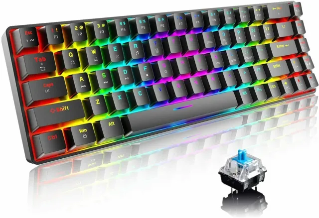 Mechanische RGB-Gaming-Tastatur mit 60% Typ-C kabelgebunden 68 Tastenn für PS4