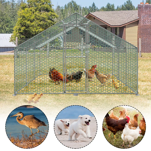 Produktbild von Hühnerstall 3x2x2 M – Begehbarer Kleintierstall Mit PE-Dach, Verzinktem Stahlrahmen & PVC-Gitter – Wetterfest Und Stabil Für Hühner, Enten & Kaninchen