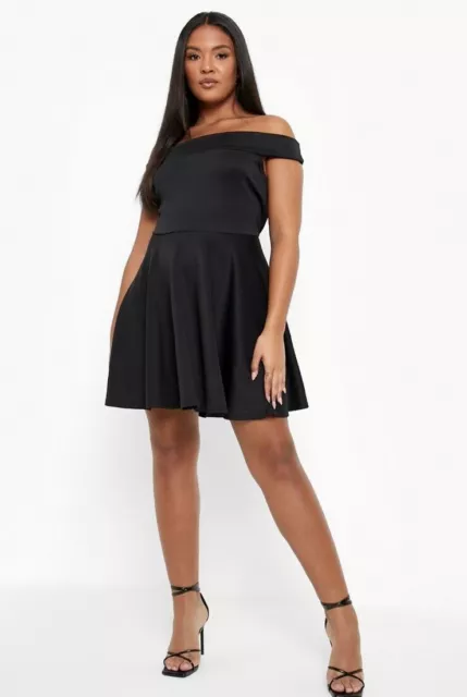 boohoo plus size skater dress UK 22 womens ladies off shoulder evening party