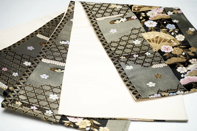 Dear Vanilla Authentic Japanese Silk Fukuro Obi Sash Belt Women's Kimono Vintage