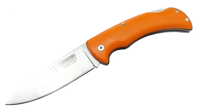 Navaja CUDEMAN Athenea Hoja de 8 cm Acero Bohler Mango G10 Naranja. Coltello