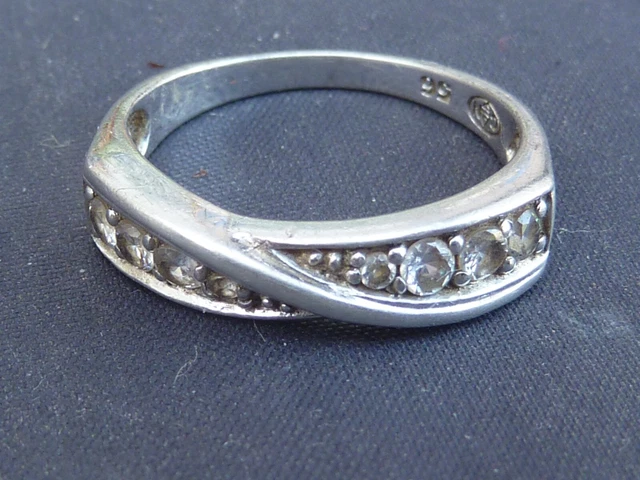 Bague Ancienne En Argent Massif Avec Pierre De Lune - Diamètre 1,8 Cm - Taille 57 - Vintage