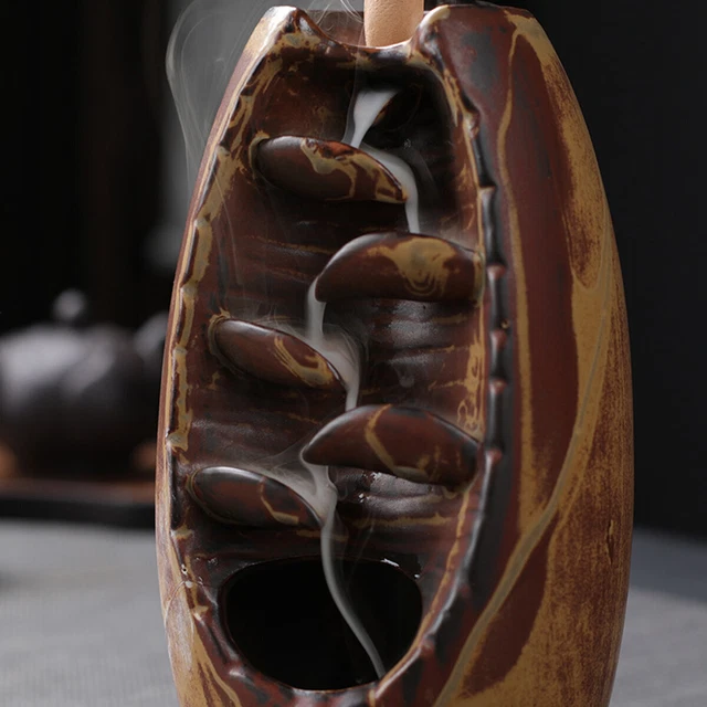 Porcelain Ceramic Smoke Backflow Censer Cone Incense Burner Holder Decor