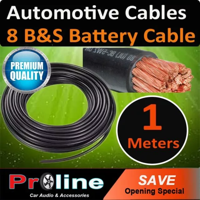 8 B&S Single Core Cable DUAL Battery System 12V 1 one Meter Black 8BS AU