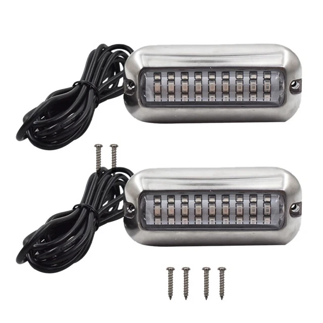 2 StüCke 27 Blaue LED Edelstahl Lichter Unterwasser Ponton für Marine Boot  F7V3
