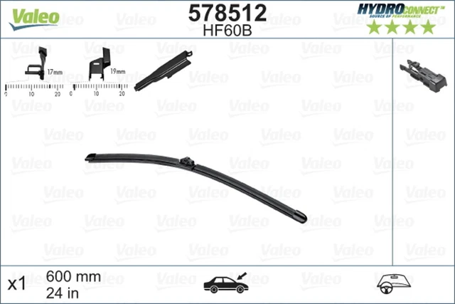 Wischblatt Scheibenwischer HYDROCONNECT VALEO 578512 für OPEL CITROËN MERCEDES 2