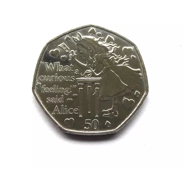 2021 ALICE IN WONDERLAND ISLE OF MAN 50p COIN "WHAT A CURIOUS FEELING" IoM MANX