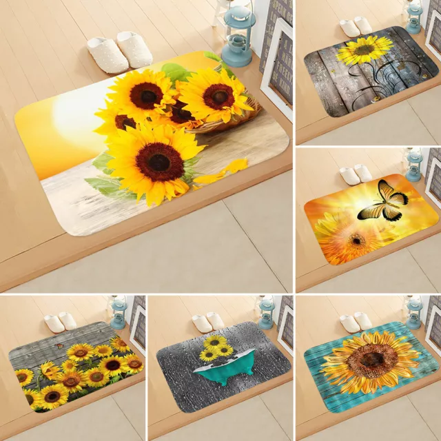 Printed Sunflower Kitchen Mat Anti-slip Area Rugs Living Room Balcony Bathroom