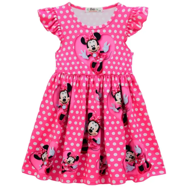 Minnie Mouse Dress Girls  Ruffle Sleeveless Dresses Cosplay Polka Dot Skirt Gift