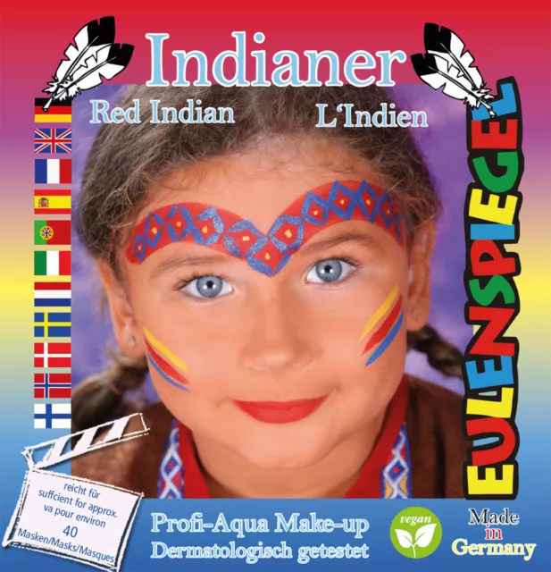 Eulenspiegel Set Tema Indios, Kit de Maquillaje Con Schmink-Anleitung Y 1 Pincel