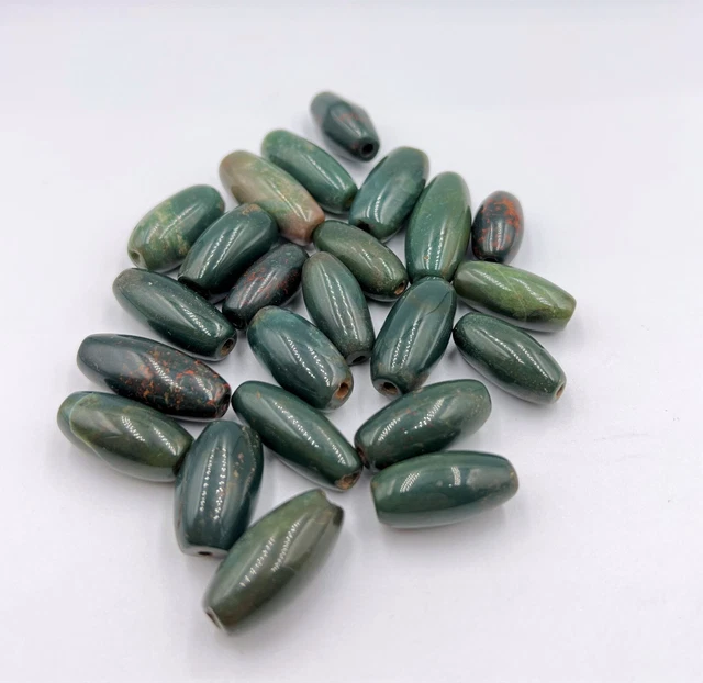 Vintage Trade Old Antique Late 18 Century Aventurine Jade Nephrite Bead Necklace