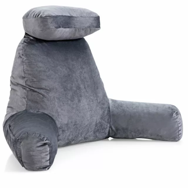 Reading Pillow TV Bed Rest Memory Foam with Arms Rests Neck Roll Back Support