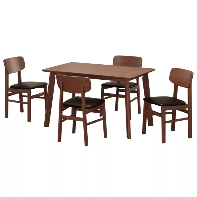 5pcs Dining Table Set Dining Table 4 Chairs Rustic Retro Solid RubberWood Y4V9