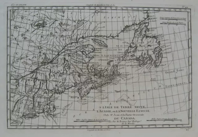 Original Bonne Dien Map NEW ENGLAND EASTERN CANADA Long Island Cape Cod Maine