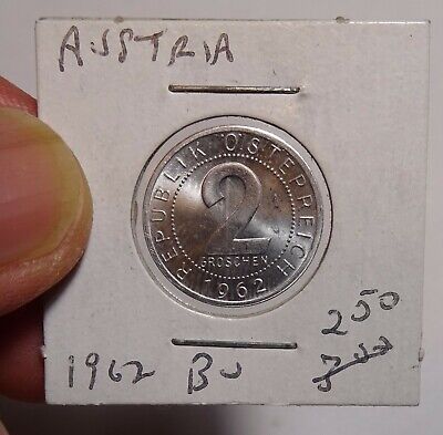 1962 Austria 2 groschen coin, BU