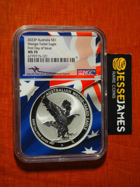 2023 P $1 Australia Wedge Tailed Silver Eagle Ngc Ms70 John Mercanti Signed Fdi
