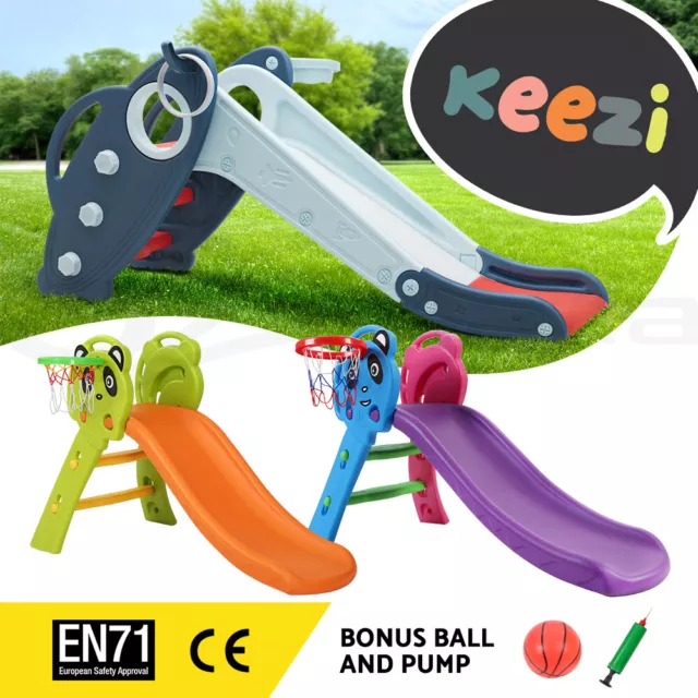 Keezi Kids Slide Set Outdoor Indoor Toys Playground Basketball Play Activity