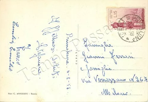 Cartolina Saluti da Primaluna, vedutine - Lecco, 1958 2